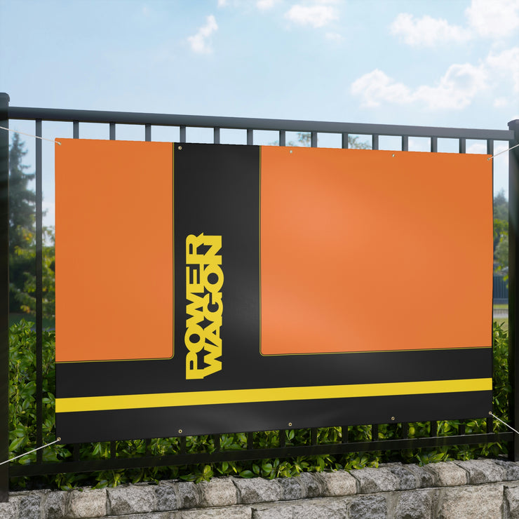 Power Wagon Garage Shop Banner Tribute Matte Banner Orange/black