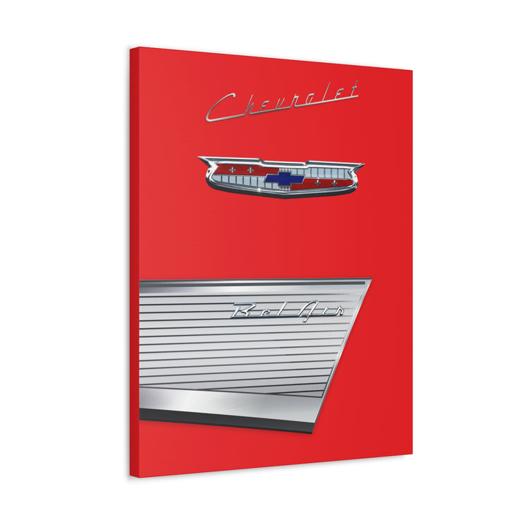 57 1957 Chevy Bel Air Tribute Stretched Canvas Wall Art red