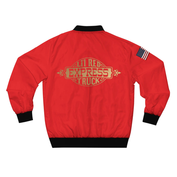 1977 1978 Dodge Lil' Red Express Truck Men's AOP Bomber Jacket Red/Gold