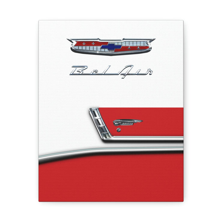 56 1956 Chevy Bel Air Tribute Stretched Canvas Wall Art red/white