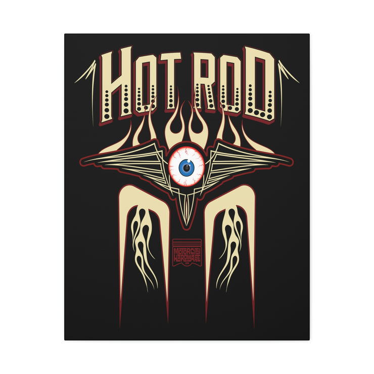 Vintage Hot Rod Flying Eye Style Stretched Canvas Wall Art Tan/Black