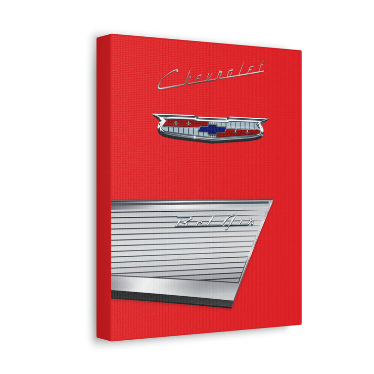 57 1957 Chevy Bel Air Tribute Stretched Canvas Wall Art red