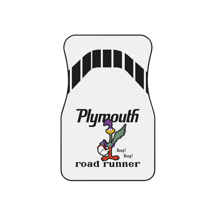 1971 1972 Plymouth Roadrunner Tribute Car Floor Mats (Set of 4) White/Black