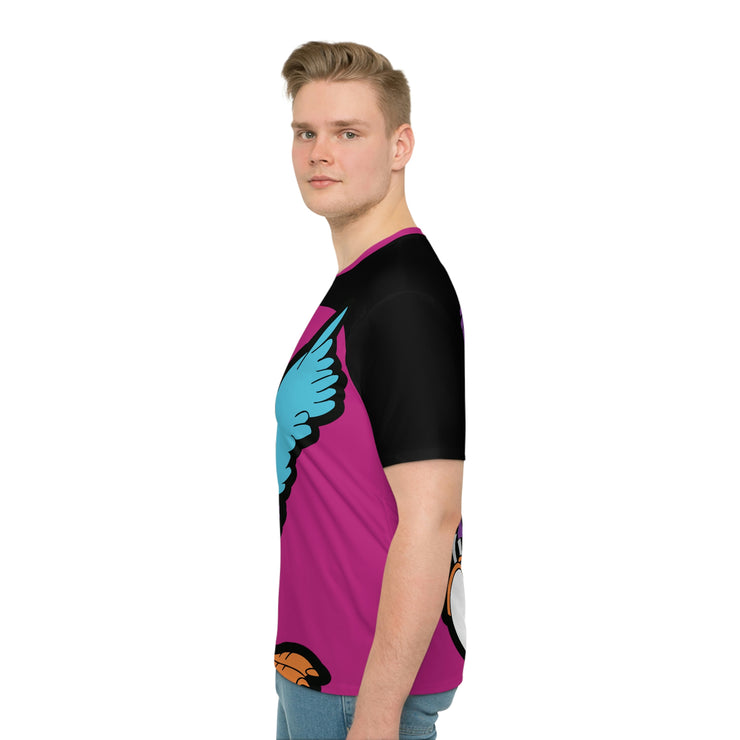 Oversized Road Runner Men's Loose T-shirt pink/black