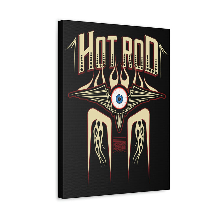 Vintage Hot Rod Flying Eye Style Stretched Canvas Wall Art Tan/Black