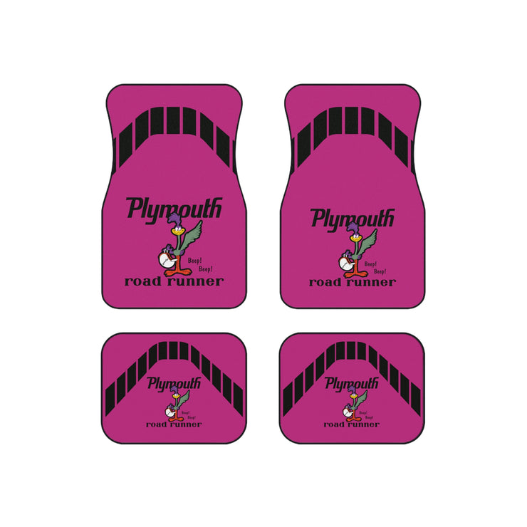 1971 1972 Plymouth Roadrunner Tribute Car Floor Mats (Set of 4) Pink/Black