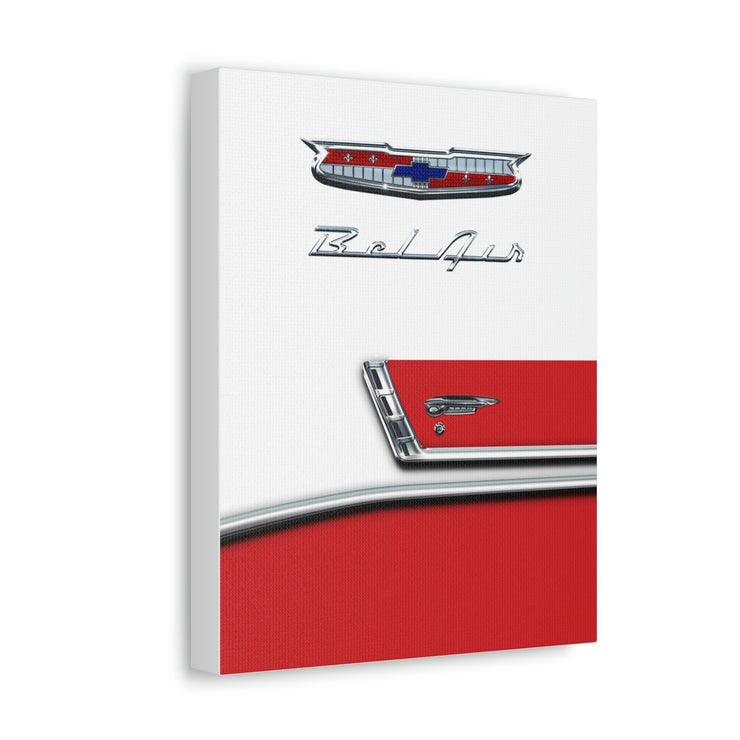 56 1956 Chevy Bel Air Tribute Stretched Canvas Wall Art red/white