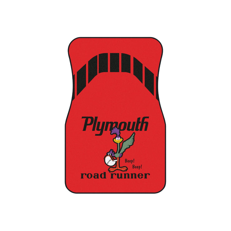 1971 1972 Plymouth Roadrunner Tribute Car Floor Mats (Set of 4) Red Base/Black