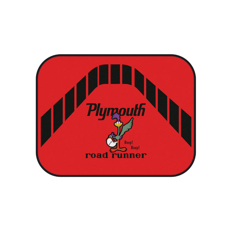 1971 1972 Plymouth Roadrunner Tribute Car Floor Mats (Set of 4) Red Base/Black