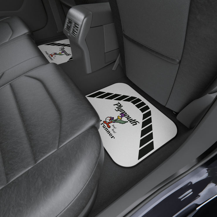 1971 1972 Plymouth Roadrunner Tribute Car Floor Mats (Set of 4) White/Black