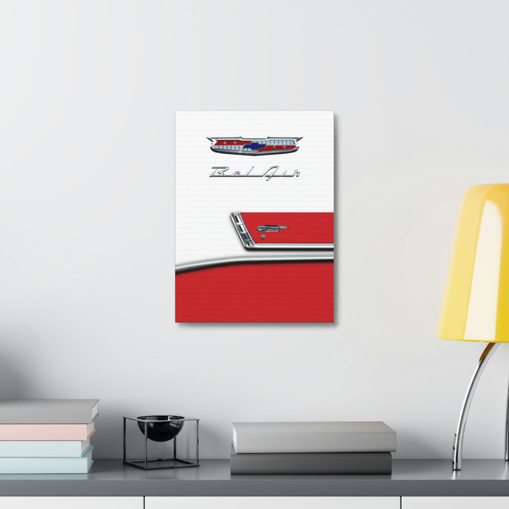 56 1956 Chevy Bel Air Tribute Stretched Canvas Wall Art red/white