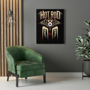 Vintage Hot Rod Flying Eye Style Stretched Canvas Wall Art Tan/Black