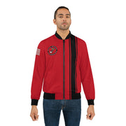 Road Runner Superbird Men's AOP Bomber Jacket Dark Red Black Stripe