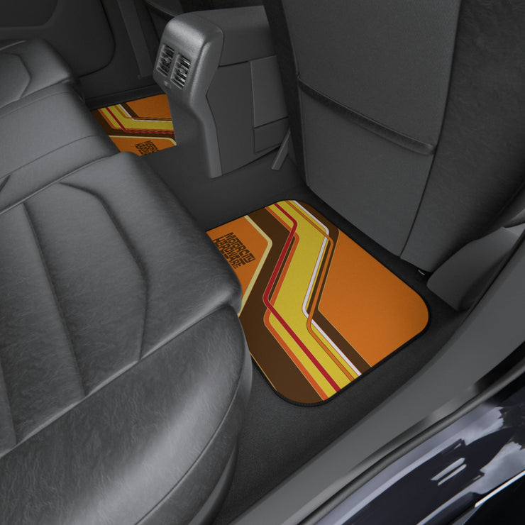 MCH Classic 70's Custom Van Stripe Tribute Car Floor Mats (Set of 4)  brown /orange