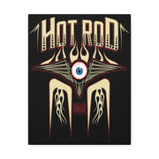 Vintage Hot Rod Flying Eye Style Stretched Canvas Wall Art Tan/Black