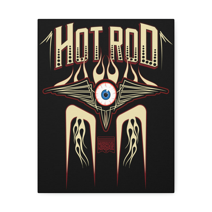 Vintage Hot Rod Flying Eye Style Stretched Canvas Wall Art Tan/Black