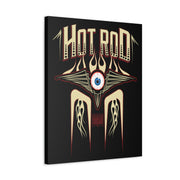 Vintage Hot Rod Flying Eye Style Stretched Canvas Wall Art Tan/Black