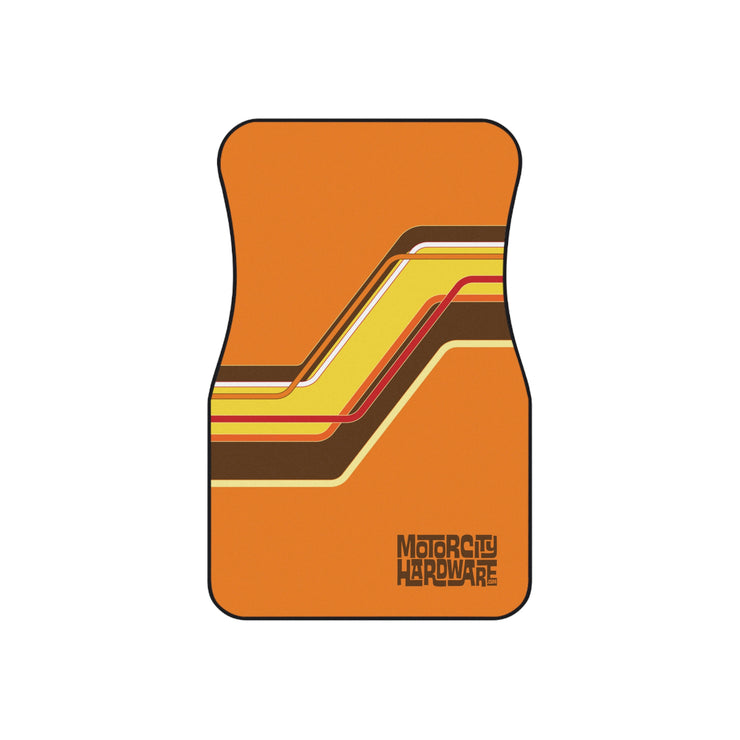 MCH Classic 70's Custom Van Stripe Tribute Car Floor Mats (Set of 4)  brown /orange