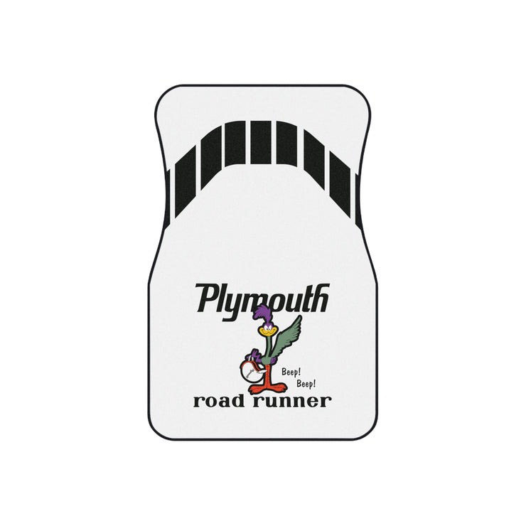 1971 1972 Plymouth Roadrunner Tribute Car Floor Mats (Set of 4) White/Black