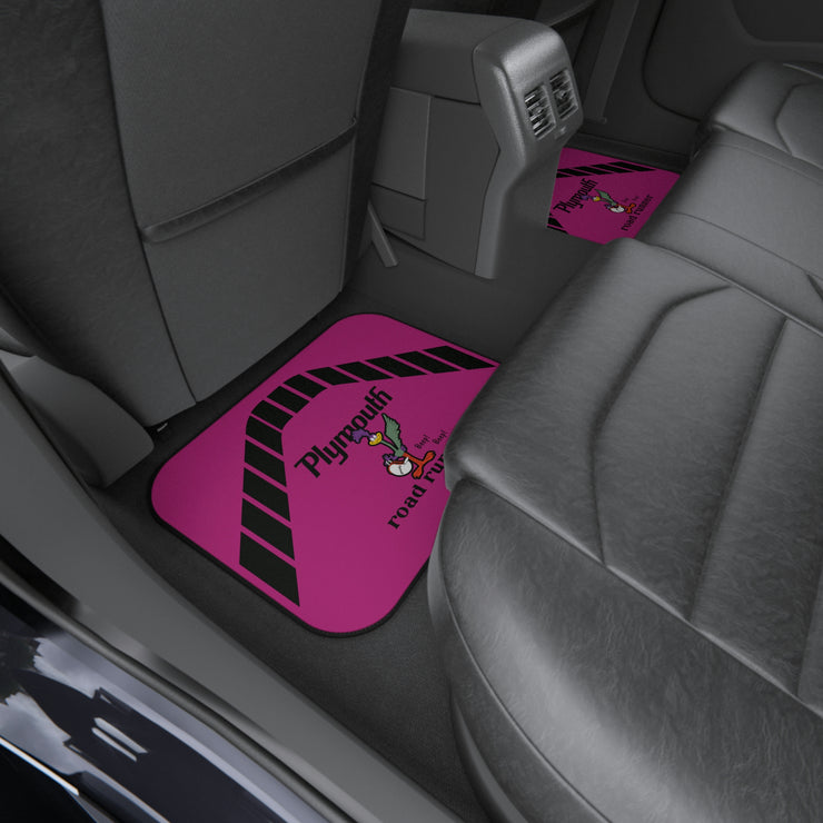 1971 1972 Plymouth Roadrunner Tribute Car Floor Mats (Set of 4) Pink/Black