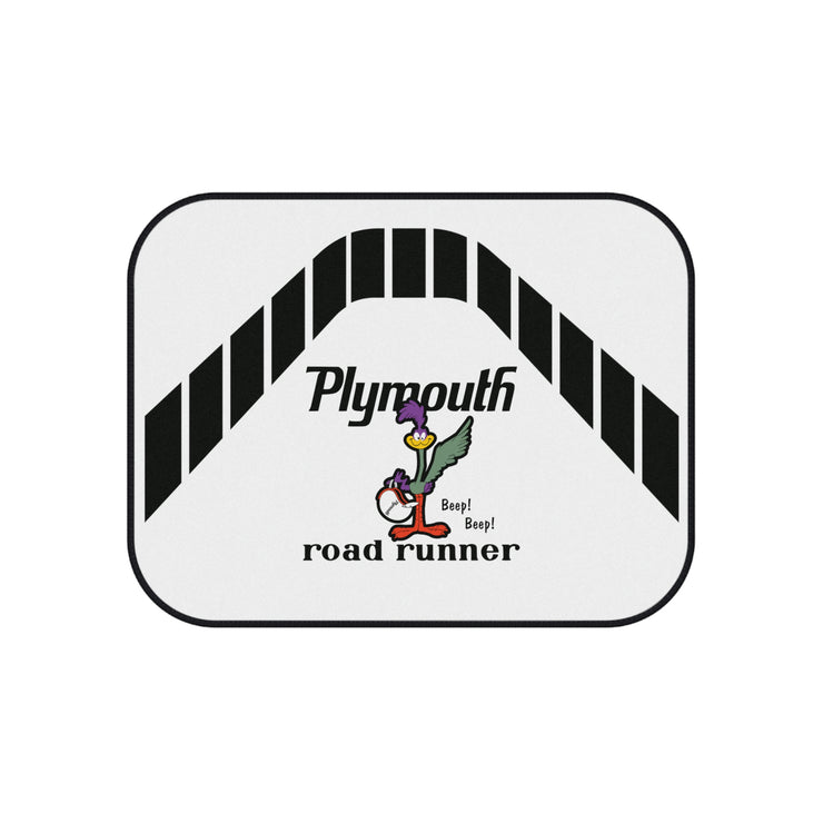 1971 1972 Plymouth Roadrunner Tribute Car Floor Mats (Set of 4) White/Black