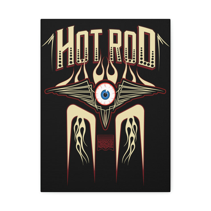 Vintage Hot Rod Flying Eye Style Stretched Canvas Wall Art Tan/Black