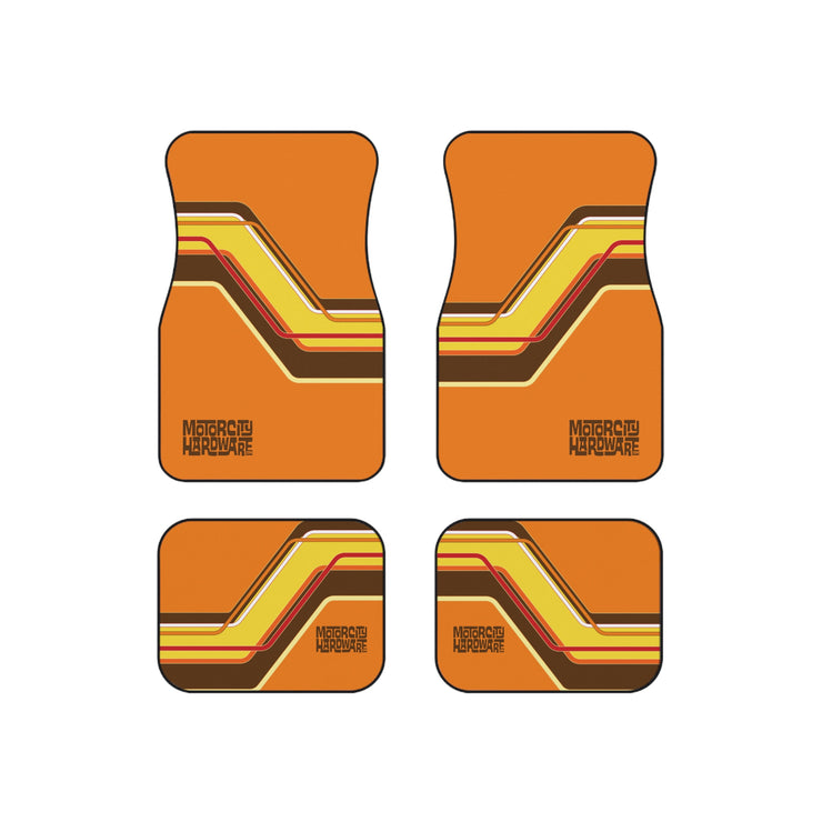 MCH Classic 70's Custom Van Stripe Tribute Car Floor Mats (Set of 4)  brown /orange