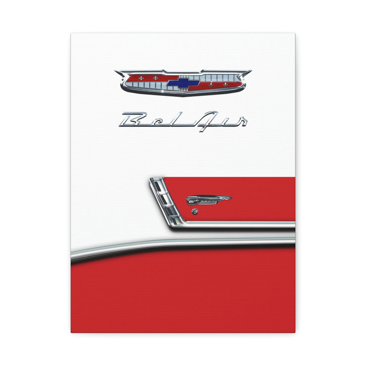 56 1956 Chevy Bel Air Tribute Stretched Canvas Wall Art red/white