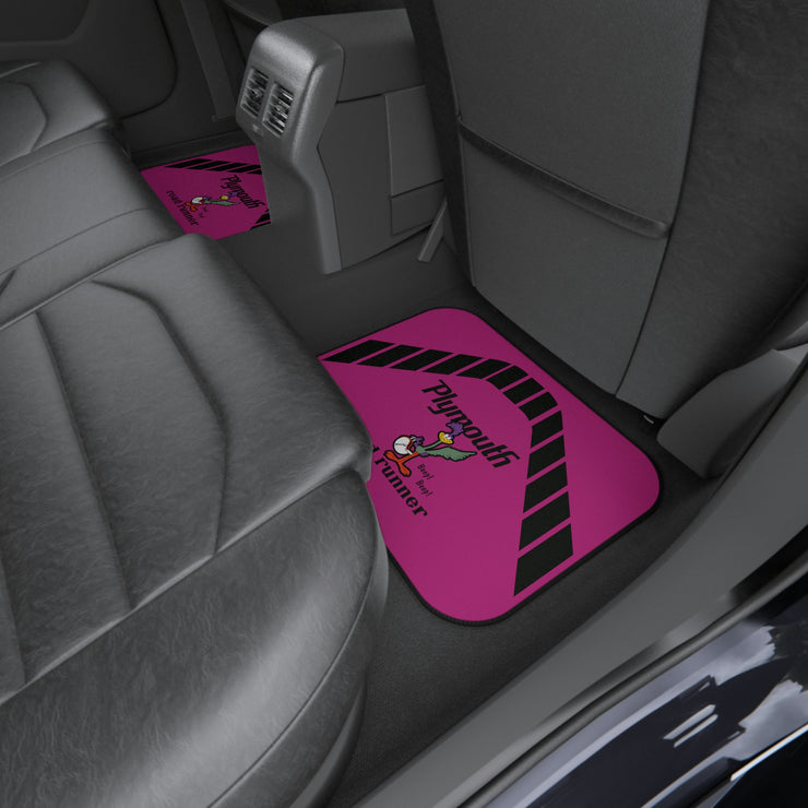 1971 1972 Plymouth Roadrunner Tribute Car Floor Mats (Set of 4) Pink/Black