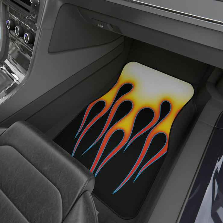 Classic Hot Rod Flame Pinstripe Car Floor Mats (Set of 4)