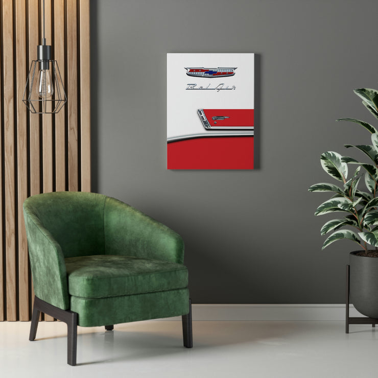 56 1956 Chevy Bel Air Tribute Stretched Canvas Wall Art red/white