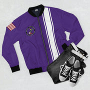 Road Runner Superbird Men's AOP Bomber Jacket Purple White Stripe