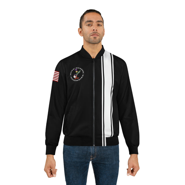 Road Runner Superbird Men's AOP Bomber Jacket Black White Stripe