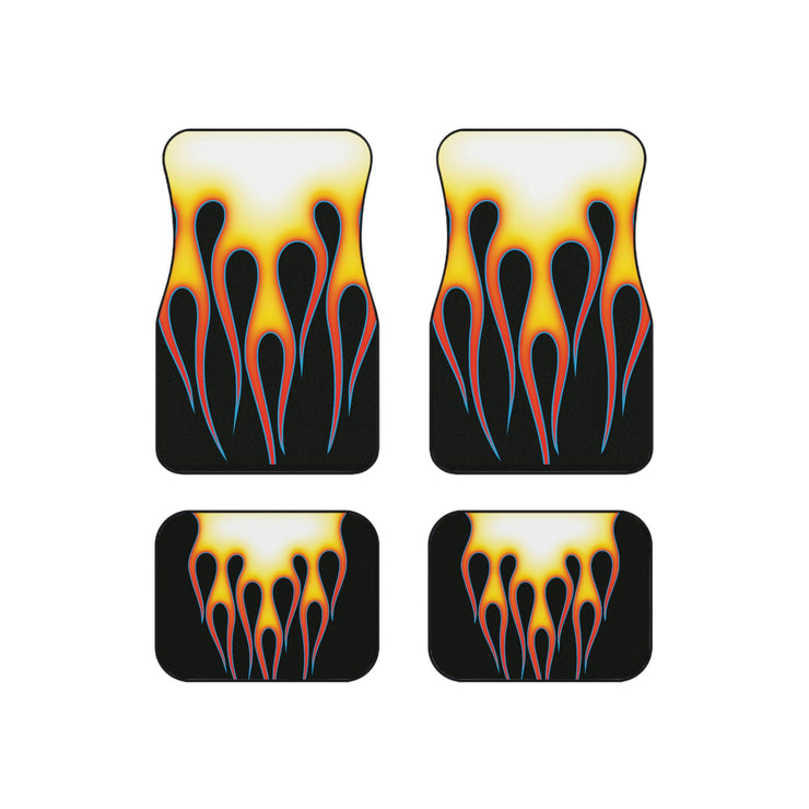 Classic Hot Rod Flame Pinstripe Car Floor Mats (Set of 4)