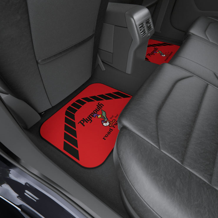 1971 1972 Plymouth Roadrunner Tribute Car Floor Mats (Set of 4) Red Base/Black