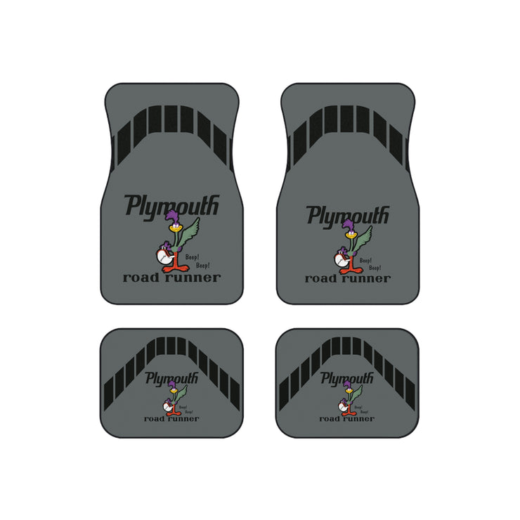 1971 1972 Plymouth Roadrunner Tribute Car Floor Mats (Set of 4) Dark Grey/Black