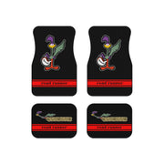 Plymouth Roadrunner Tribute Car Floor Mats (Set of 4) Red Stripe flipped helmet