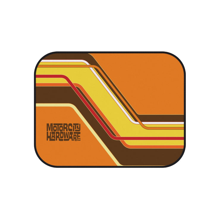 MCH Classic 70's Custom Van Stripe Tribute Car Floor Mats (Set of 4)  brown /orange